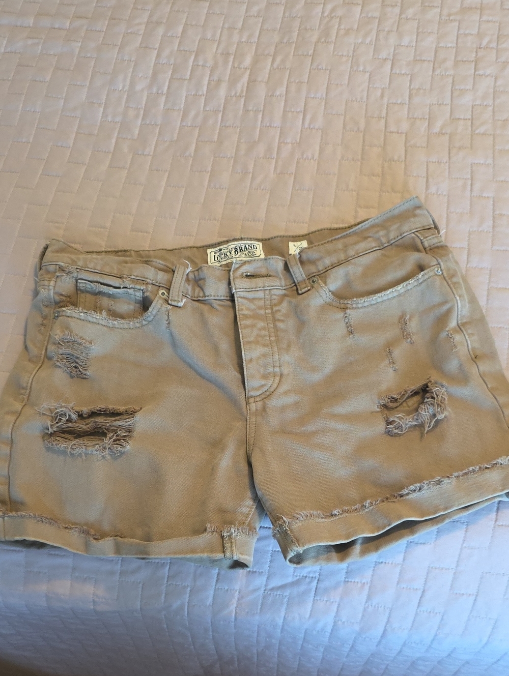 Lucky Brand Distressed Tan Denim Cutoff Shorts